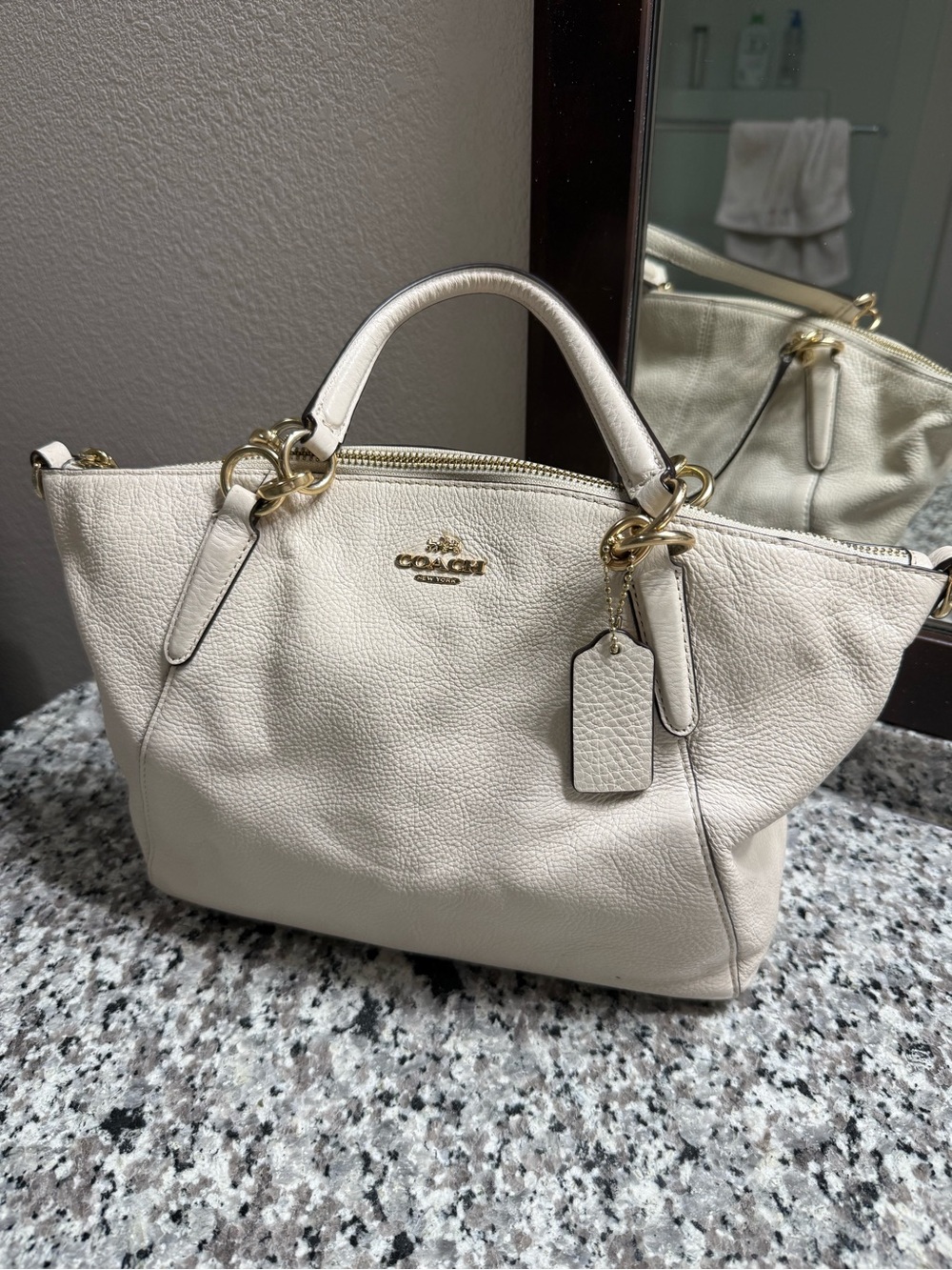 Coach cream color purse bag with shoulder strap - Picture 1 of 5
